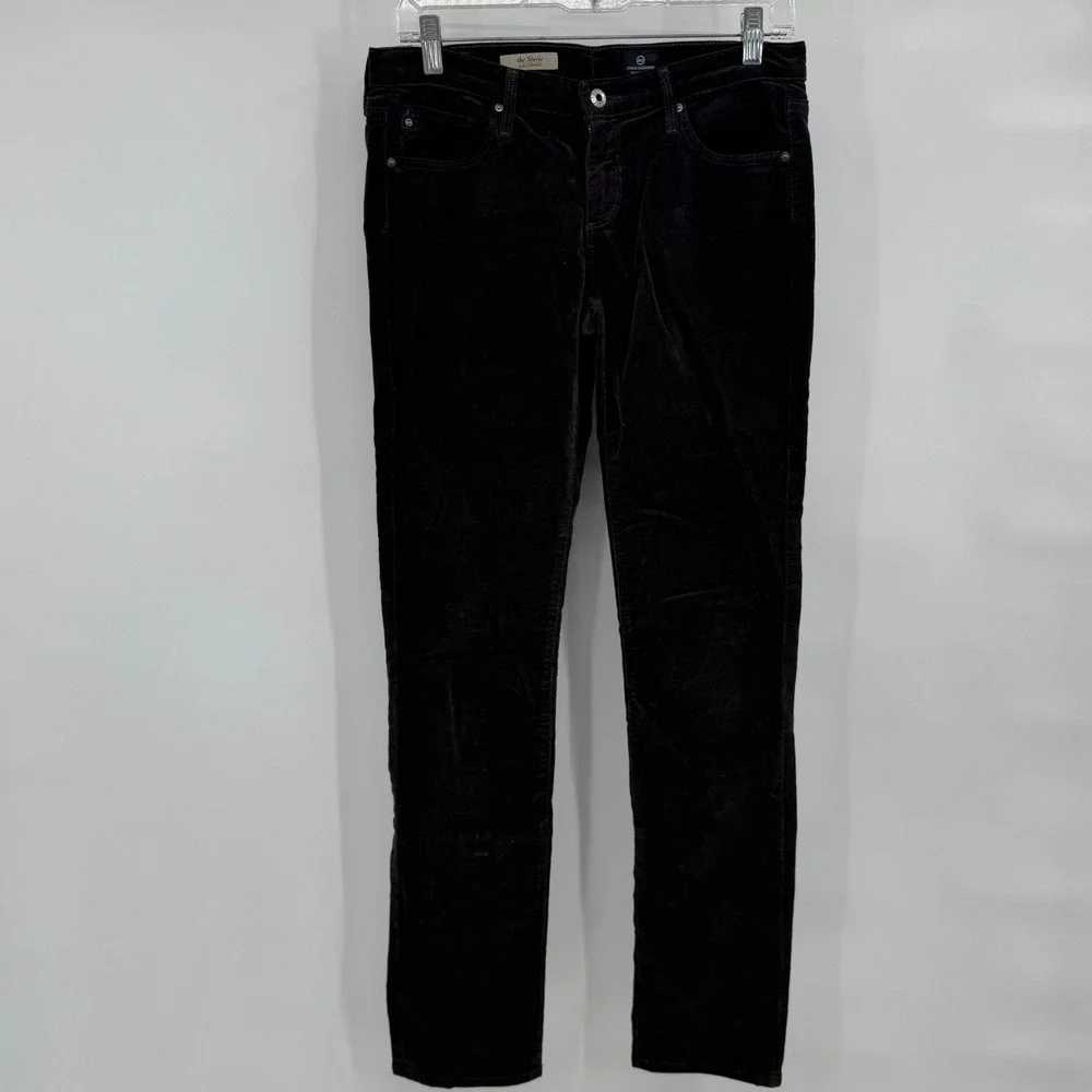 AG Adriano Goldschmied The Stevie Slim Straight Pants Womens 28R Gray Corduroy